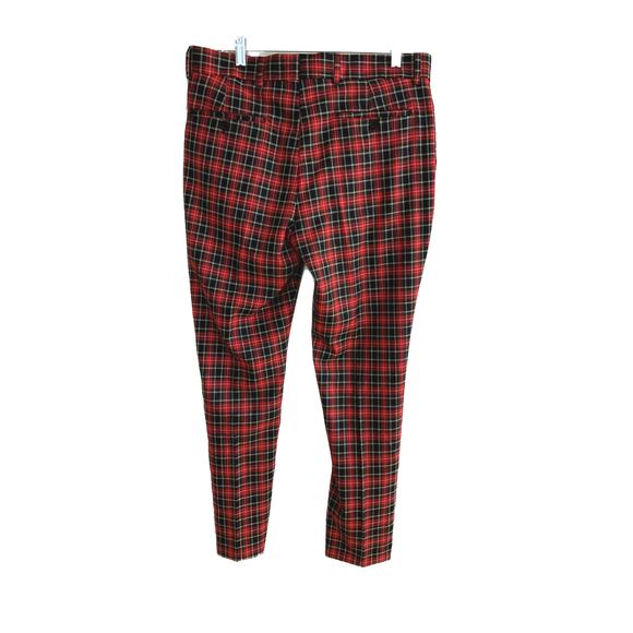 Man Boohoo Man Red Plaid Pants 32R NWOT  Waist 34" Inseam 28.5" Rise 10.5" - Picture 3 of 5